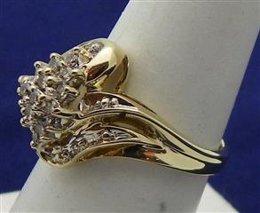 Lady's Diamond Cluster Ring 38 Diamonds .68 Carat T.W. 10K Yellow Gold 4g